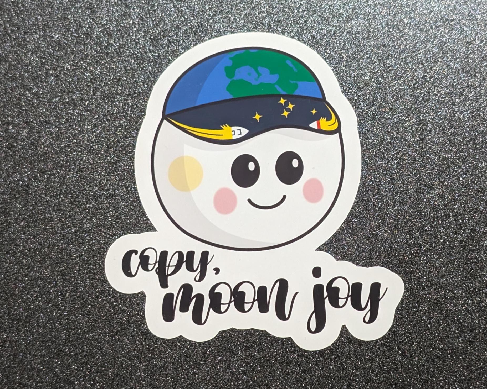 Copy Moon Joy Sticker – 'rise' Moon Character With Earth Hat (artemis ...