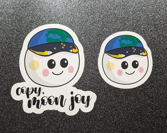 Copy Moon Joy Sticker – 'Rise' Moon Character with Earth Hat (Artemis II Mission Inspired)