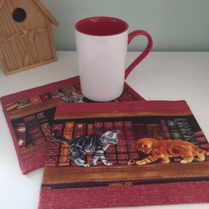 Kittens and Books Mug Rugs