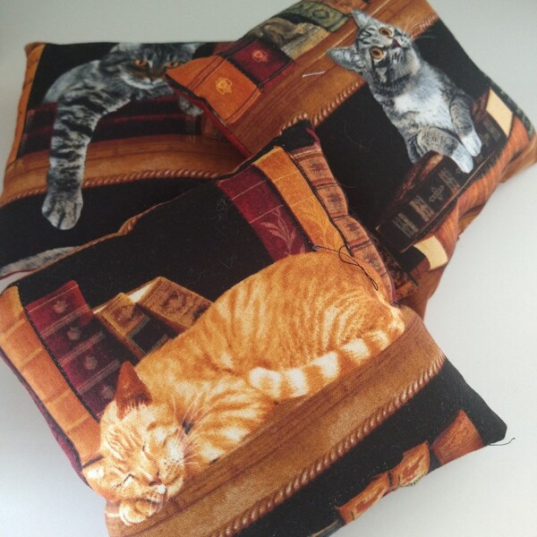 Kittens and Books Set of 3 Mini-Pillows, Tiered Tray Decor