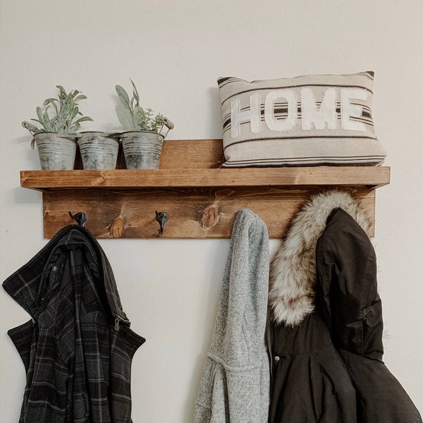 Entry Way Shelf Coat Hooks Mud Room Organization