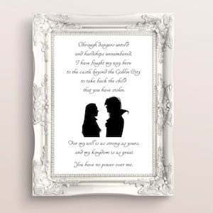 Labyrinth Movie Print - Jareth and Sarah, A4 Movie Poster, David Bowie, You Have No Power Over Me Print, Through Dangers Untold, Jim Henson