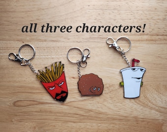 Aqua Teen Hunger Force Keychains, Set of 3, Handmade Resin Charms