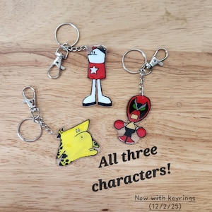 Homestar Runner Keychains, toggles,one set of 3. Homestar, The Cheat, Strongbad.