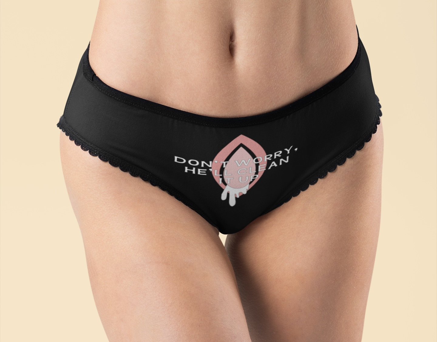 Sexy Panties, Funny Cute Lingerie, Dont Worry, Hell Clean It up Panties,  Women's Underwear 