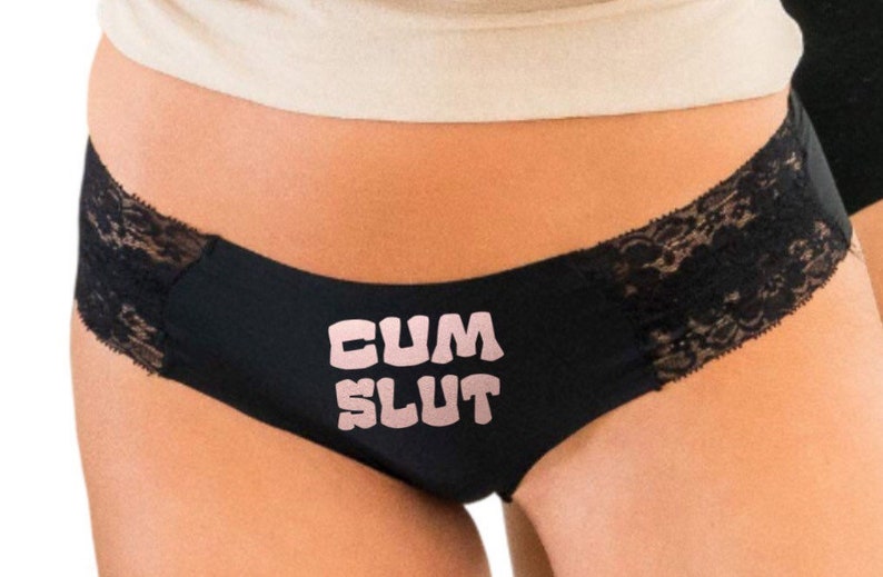 Fun Sexy Panties, Black Sexy Cum Slut Panties, Women's Underwear 