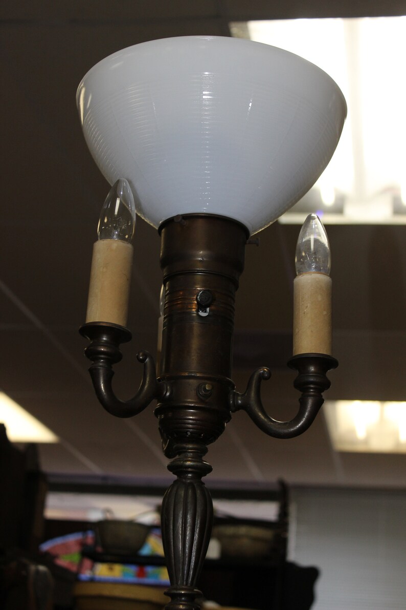 Antique Copper Torchiere Candelabra 4 Light Floor Lamp Etsy