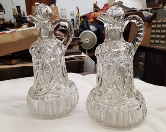 Pair (2) of NICE Cut Glass Crystal Decanters with Stopper In Exquisite Pattern