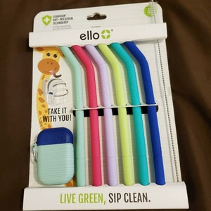 Kids Fold and Store Silicone Straw Set with Case