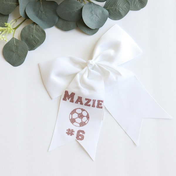 Custom Monogram Sports Hair Bow with Player Name, Sports Icon and Number