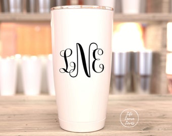 Vine Monogram Decal in Permanent Vinyl,  3 Inches Tall