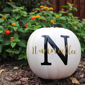 Pumpkin Monogram Decal with Last Name and Initial