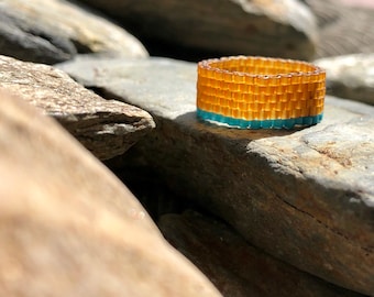 Peyote stitch seed bead ring