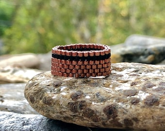 Peyote stitch seed bead ring