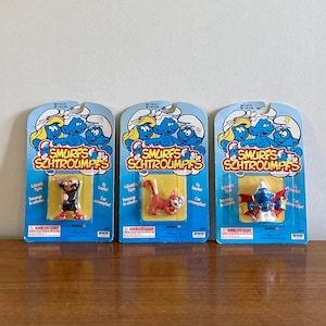 Vintage 1982-95 Schleich Peyo Smurf Figurines: Gargamel, Azrael, Hang Glider