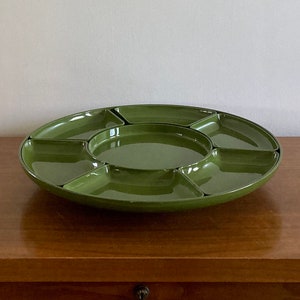 Bandeja vintage de fondue verde aguacate: bandeja retro con divisiones, fabricada en Japón