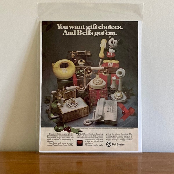 70s Bell System Telephones Christmas Ad | Vintage Telephones Christmas Ad 1977 | Retro Mickey Mouse Phone | Retro 70s Christmas Ads