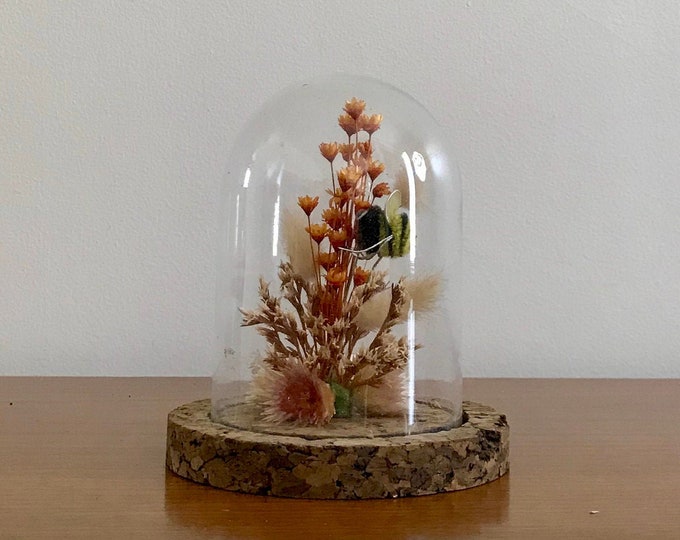 Dried Flower Cloche Dried Floral Arrangement Dome Dried Etsy