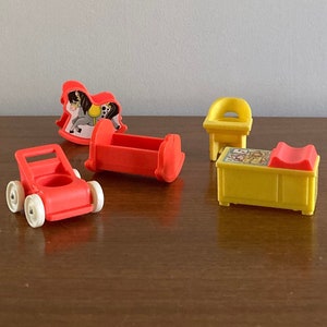 Vintage Fisher Price Play Family Nursery Set #761: 1970s Baby Furniture