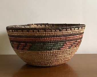 African HAUSA Basket | Woven Grass Basket | Vintage Coiled Grass Basket | Handmade Basket | Made in Nigeria
