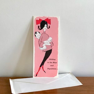 Babyparty Karte | Herzlichen Glückwunsch neue Mutter Karte | Neues Baby Karte | Mid Century Mom | Vintage Baby | 50er60er Jahre Baby | Lithografiert in Kanada