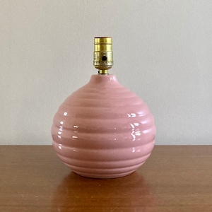 80s Retro Pink Ceramic Orb Table Lamp: Small Accent Lighting