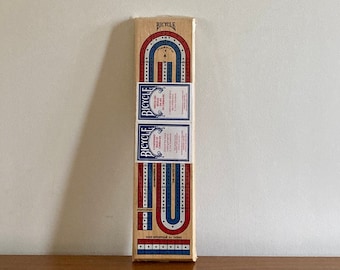 Vintage Bicycle Wood Cribbage Board: NOS 3-Lane Hoyle Game