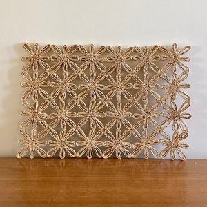 Set of 2 Vintage Floral Straw Trivets: 60s/70s Home Decor