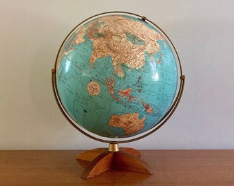 MCM 12 » World Globe | vintage Weber Costello World Globe | World Globe sur base en teck | vintage 12 » Globe | Globe mondial des années 50s60