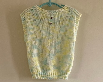 80s Kids Hand Knit Spring Vest | Vintage 80s Handknit Pullover Vest | Retro 80s Kids Clothes | Kid's Jumper