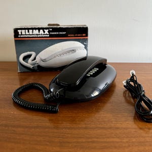 Vintage NOS 80s 'Fashion' Phone | 1980's Telemax Fashion Phone | Retro 80s Home and Office | Black Landline Phone | 80s Telephone