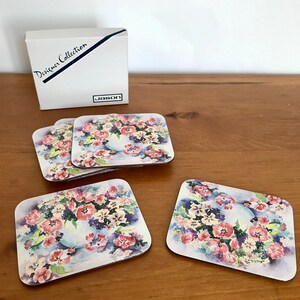 Vintage Floral Coasters: JASON Cork Coasters, Angie Strauss &#39;Flower Dance&#39; - Set of 6