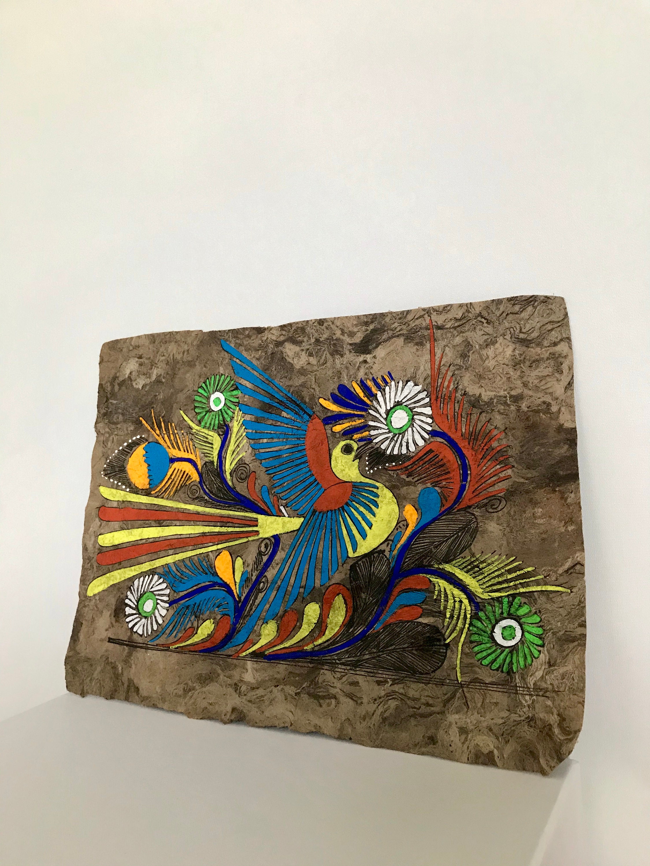 美しいアマテ樹皮画 | ヴィンテージメキシコ民芸品 | カラフルな 美しいアマテ樹皮画 | ヴィンテージメキシコ民芸品 | カラフルな
