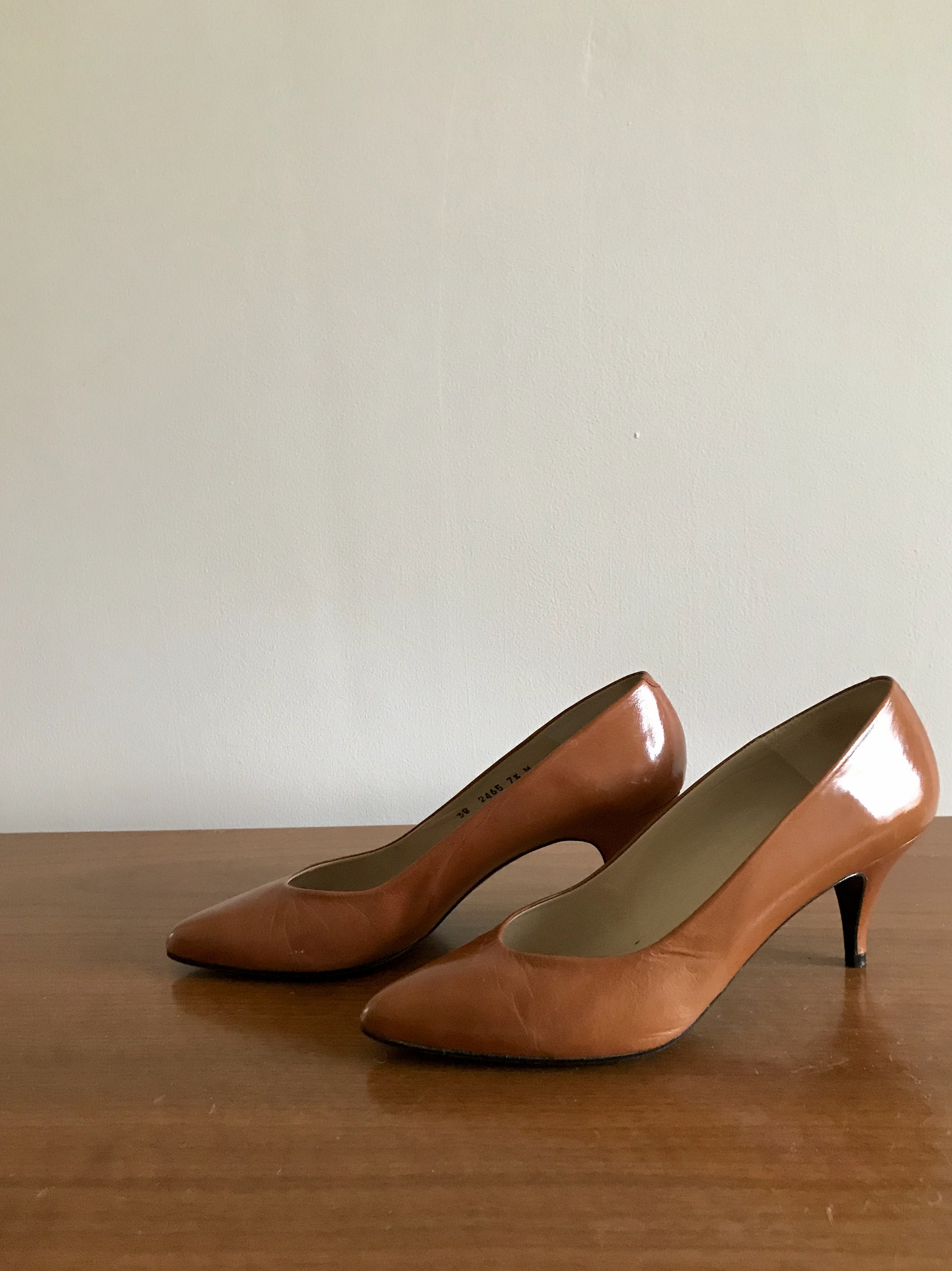 Brown Leather Heels - Etsy