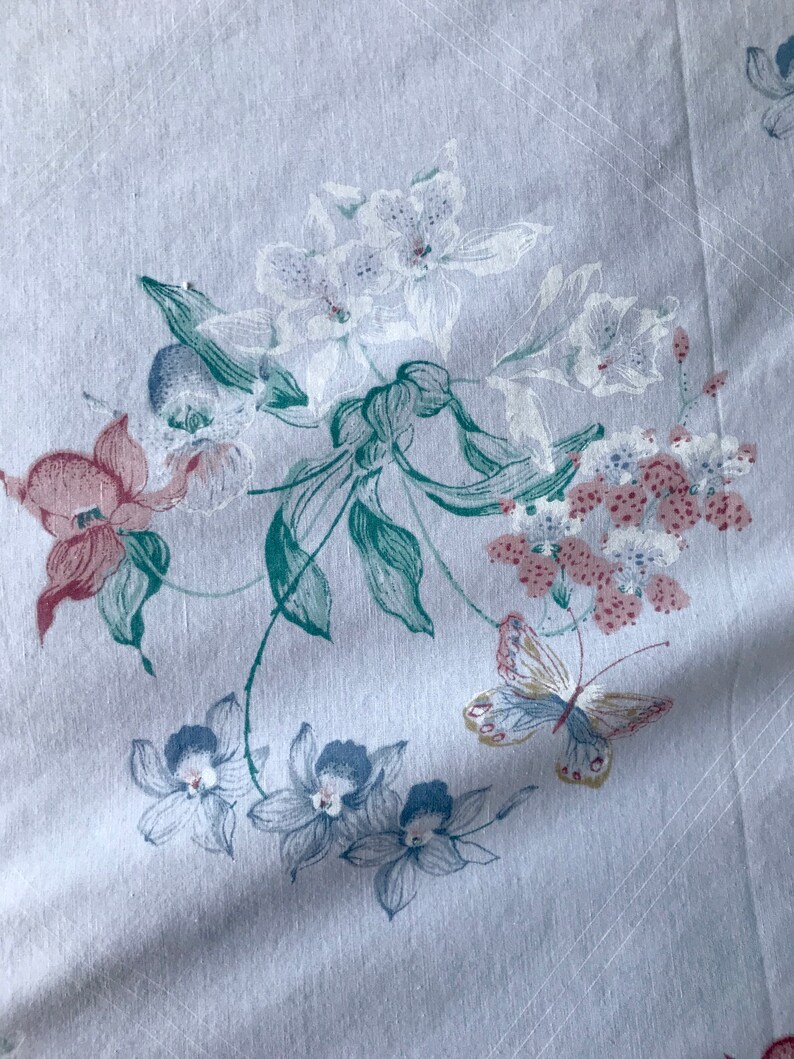 Floral Percale Queen Flat Sheet Vintage Percale Sheet Etsy