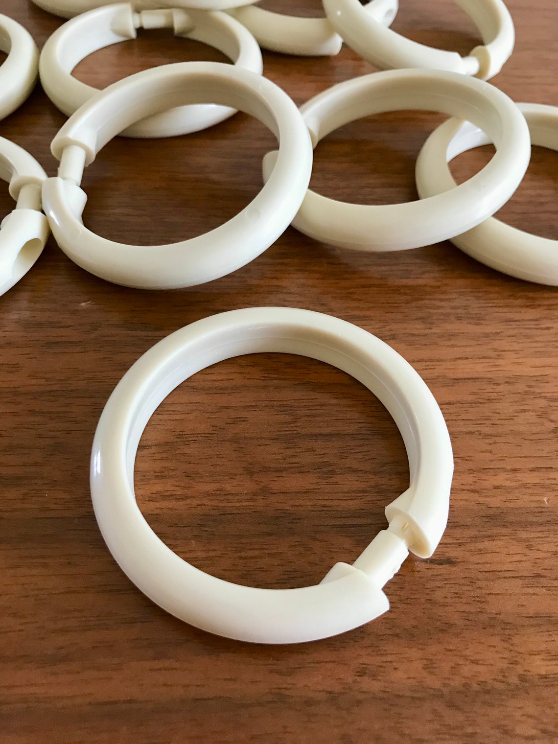 Vintage Shower Curtain Rings Beige Bath Accessories Retro Etsy