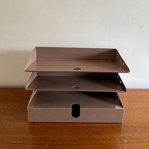 Bandeja de arquivo | Bandeja de carta Oxford | Bandeja de arquivo vintage de 2 camadas | Acessórios de escritório de meados do século | Organizador de mesa vintage | Material de escritório Oxford