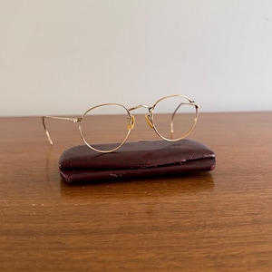 Antique Gold Filled Spectacle Frames: 12K Gold, Horn Nose Pads, 1800s-1900s