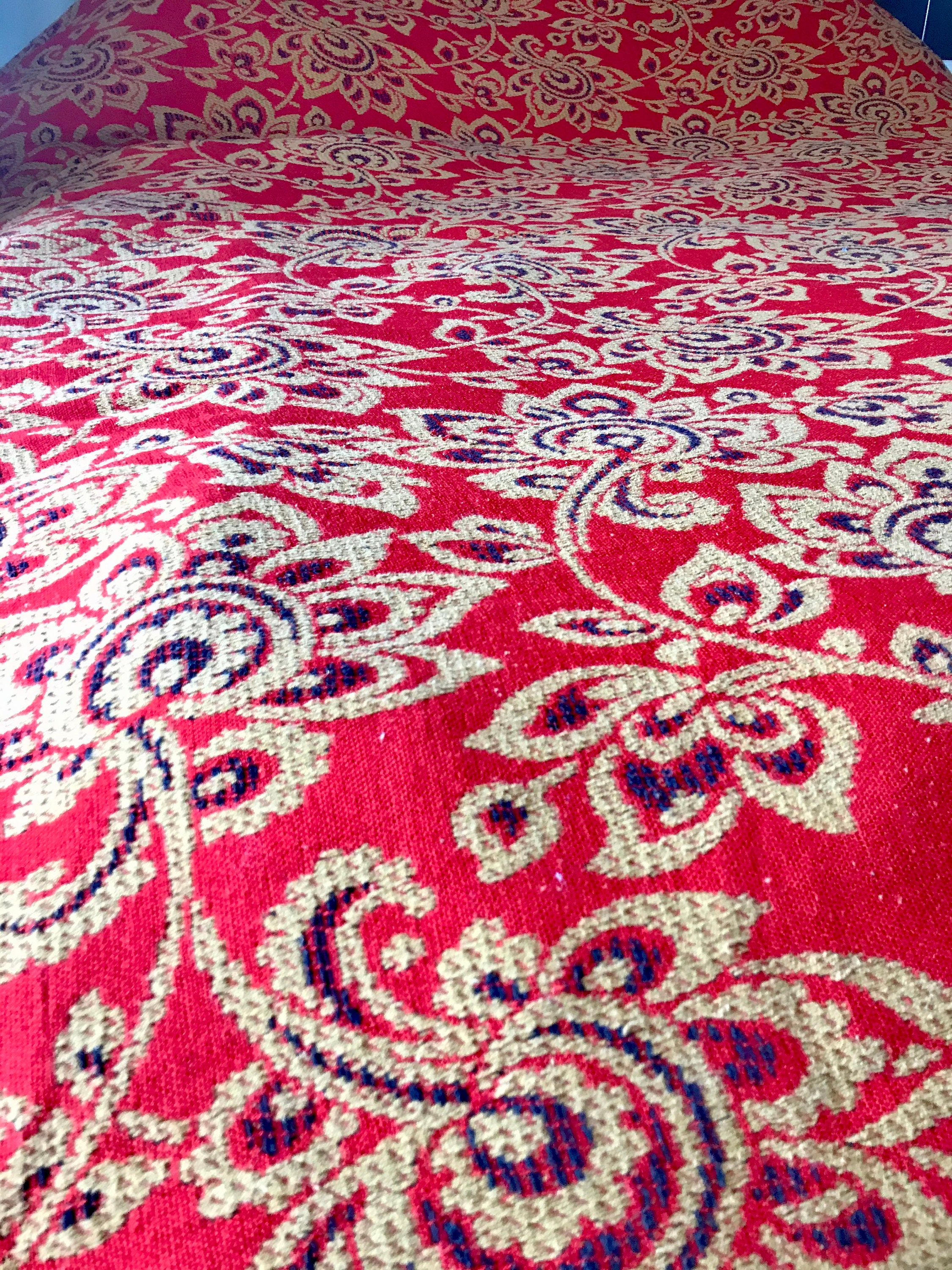 Woven King Bedspread Red and Gold Jacquard King Coverlet Etsy