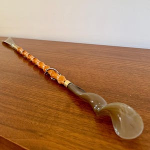 Vintage Italian Bamboo Shoe Horn - 27&quot; Twisted Handle