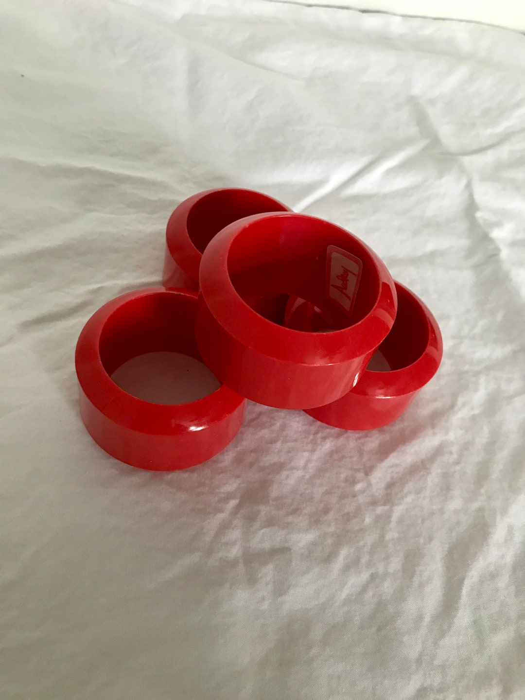 Bright Red Lucite Napkin Rings Plastic Napkin Rings Retro Etsy