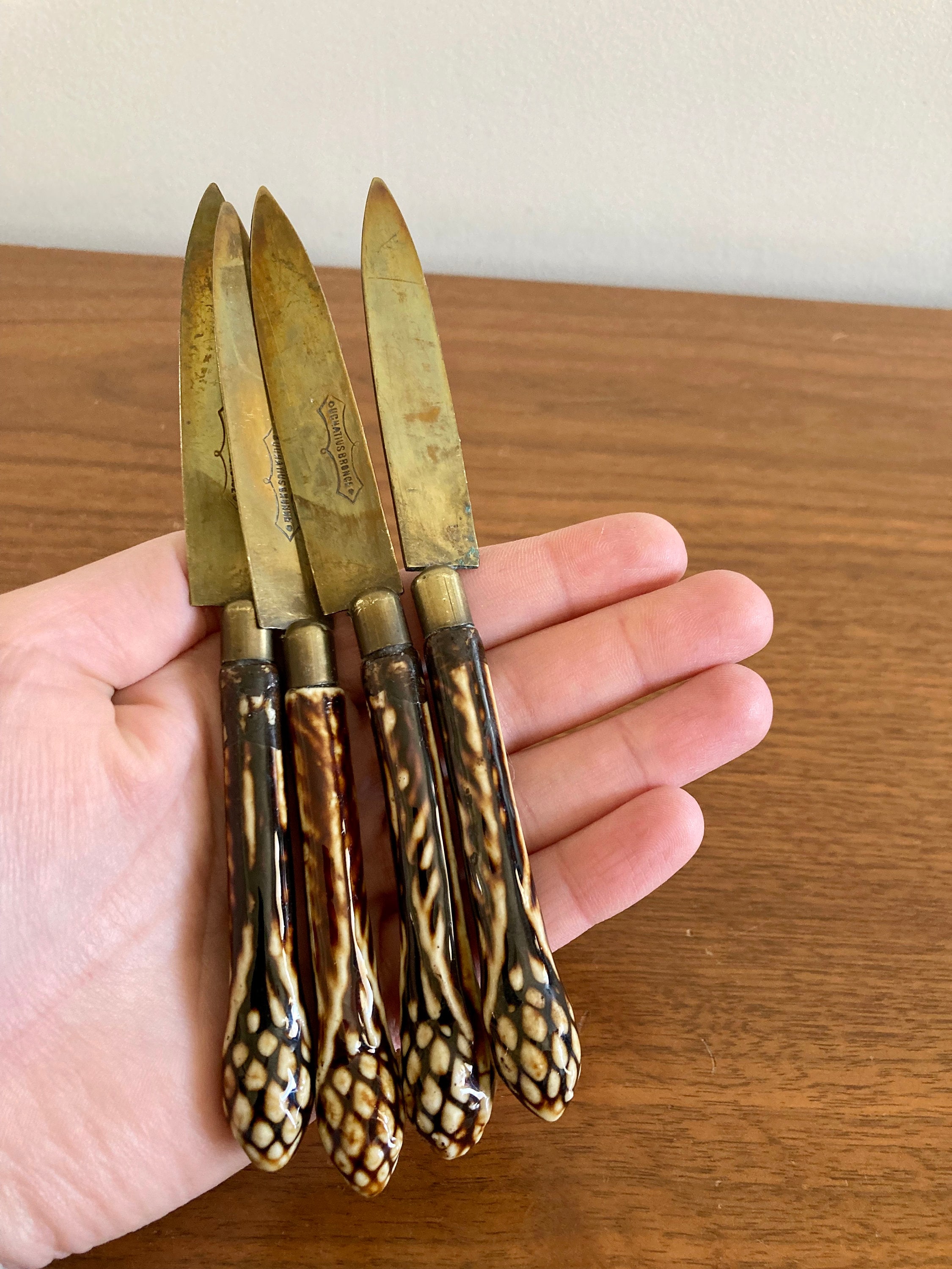 ドイツ製　アンティーク　カトラリー　uchatius bronce Antique Uchatius Bronze Fruit Knives: Vintage German