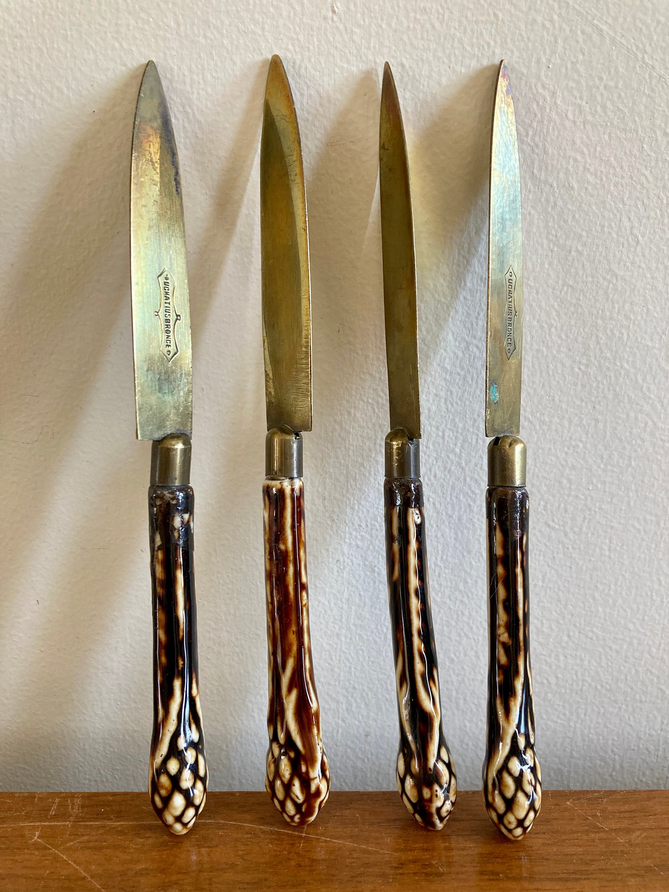 ドイツ製　アンティーク　カトラリー　uchatius bronce Antique Uchatius Bronze Fruit Knives: Vintage German
