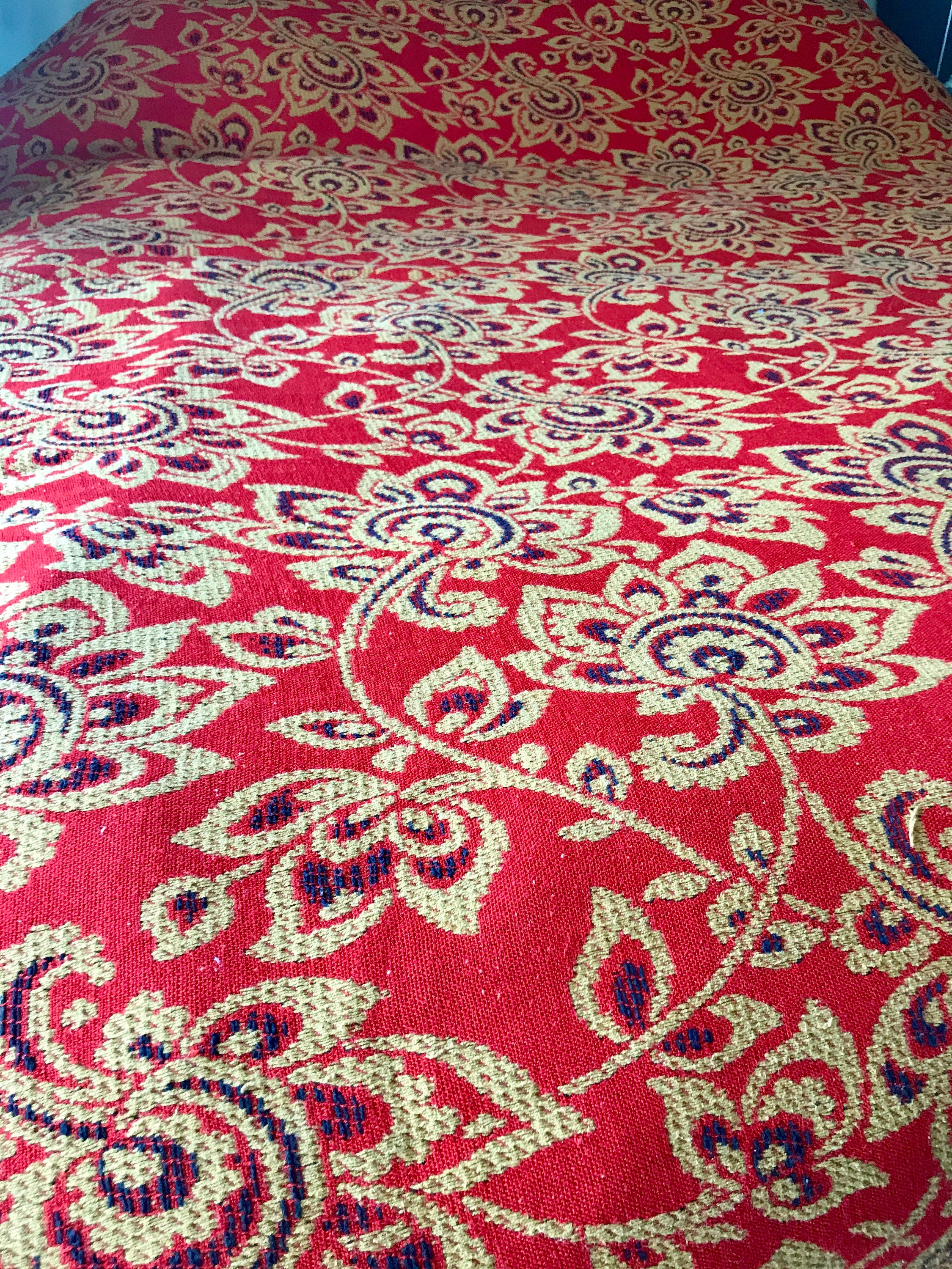 Woven King Bedspread Red and Gold Jacquard King Coverlet Etsy