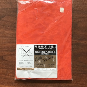 NEW Jacquard Tablecloth | NOS Vintage Jacquard Tablecloth | Orange Tablecloth | Mid Century Kitchen Decor | Woven Tablecloth | 50s Kitchen