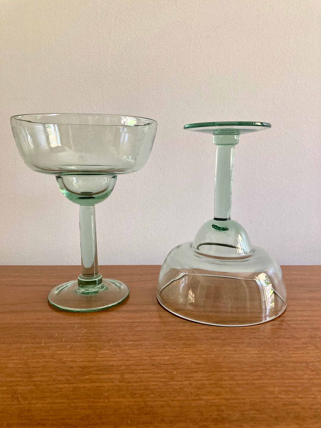 Hand Blown Margarita Glasses LARGE Vintage Margarita Glasses Retro