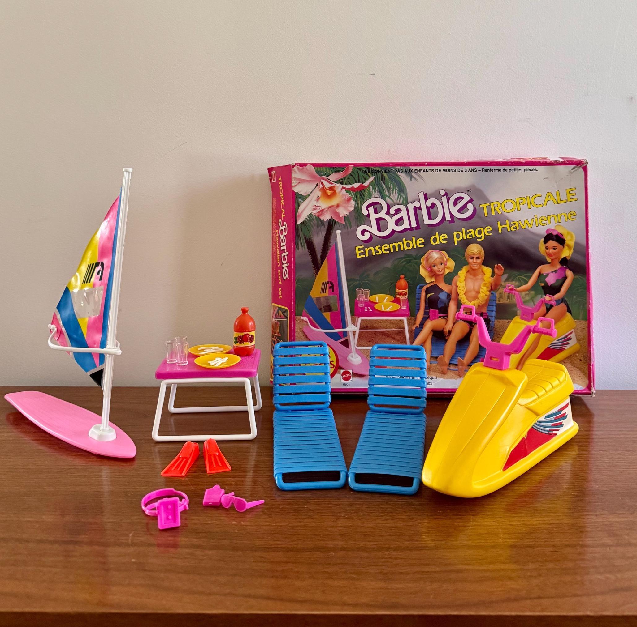 Vintage 1986 Tropical Barbie Hawaiian Surf Set - Complete