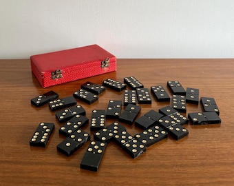 Vintage Spears Dominoes Set: Floral Motif, Original Box