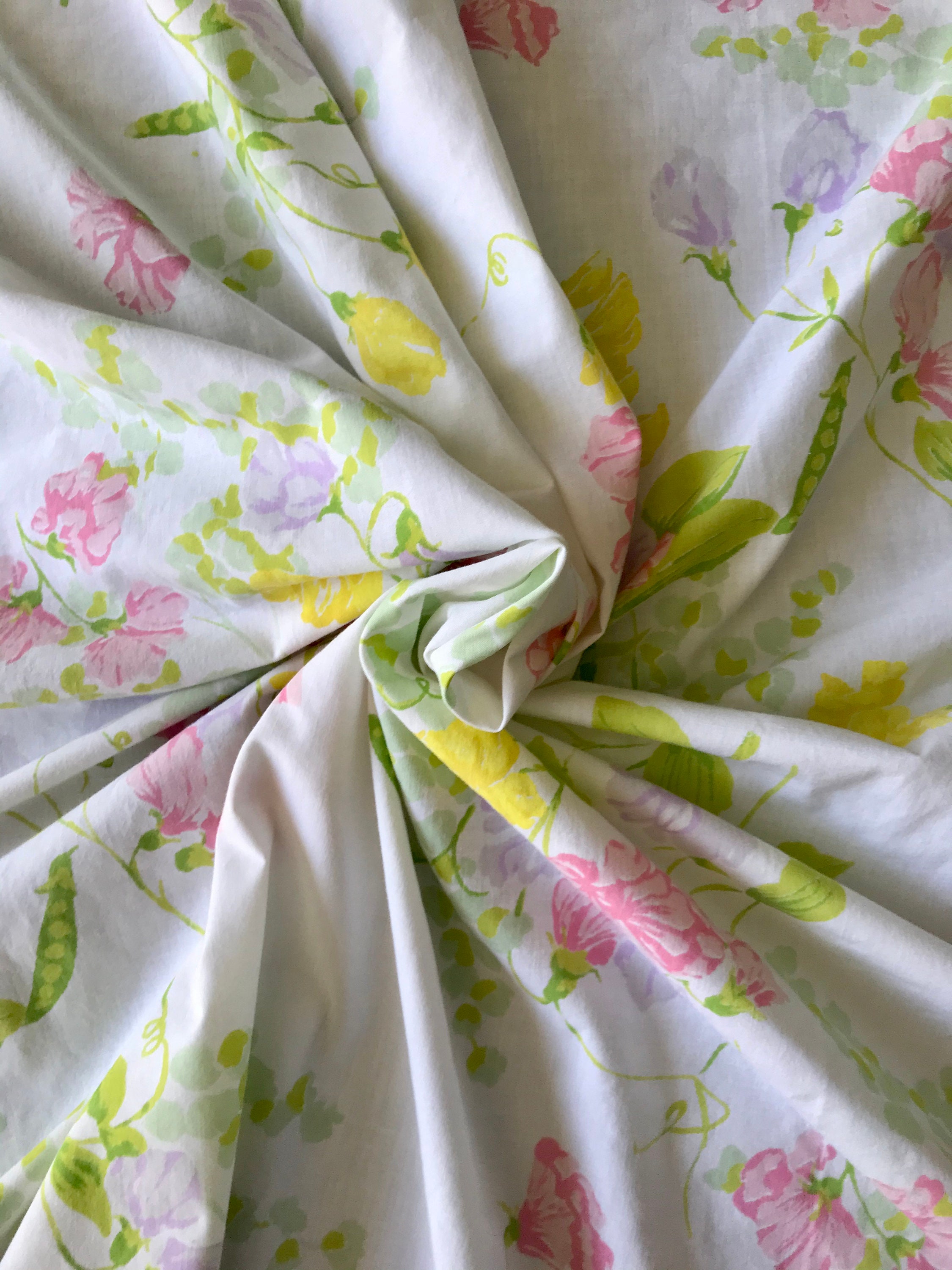 Double Floral Flat Sheet Vintage 