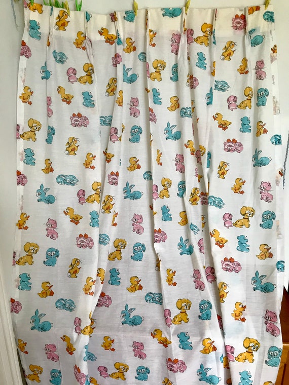 Vintage 50s Nursery Curtains: Kitsch Animal Print, Edward Mobley Style